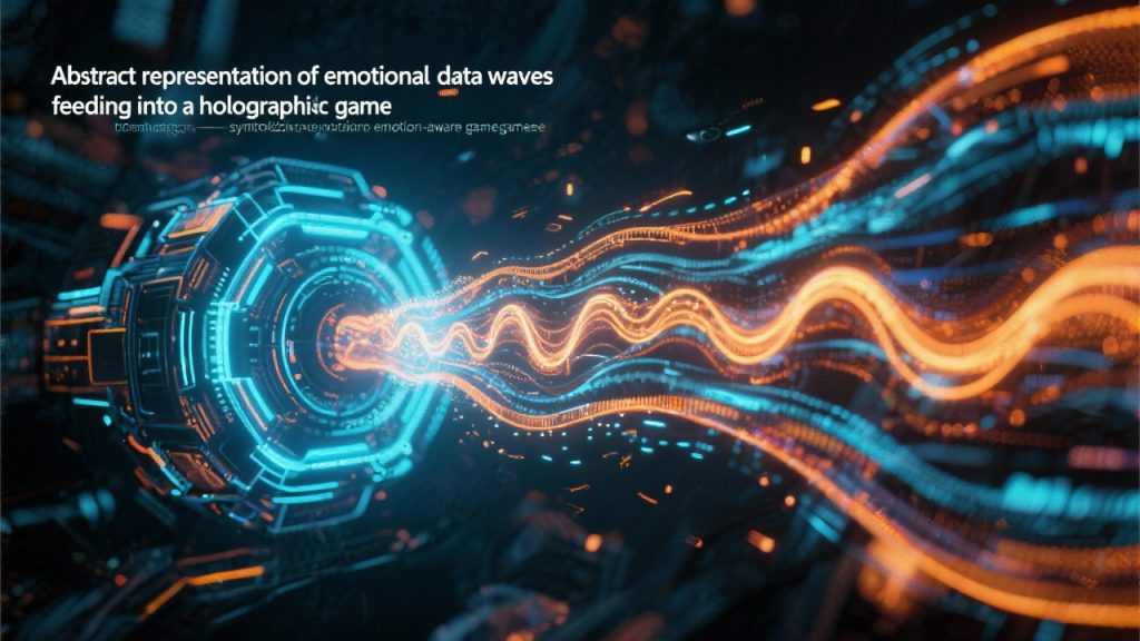 감정 데이터 파동을 시각화한 홀로그래픽 그래픽 이미지