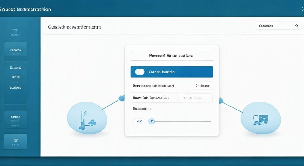 게스트 네트워크 인증 구성 화면 - 엘리트 방문자 인증 및 다운로드 속도 제한 설정.