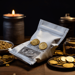 군용 MRE 가열 팩에서 수증기가 나오고, 옆에 놓인 동전과 양팔 저울 한쪽엔 편의를 다른 쪽엔 비용을 올려놓은 모습이다.