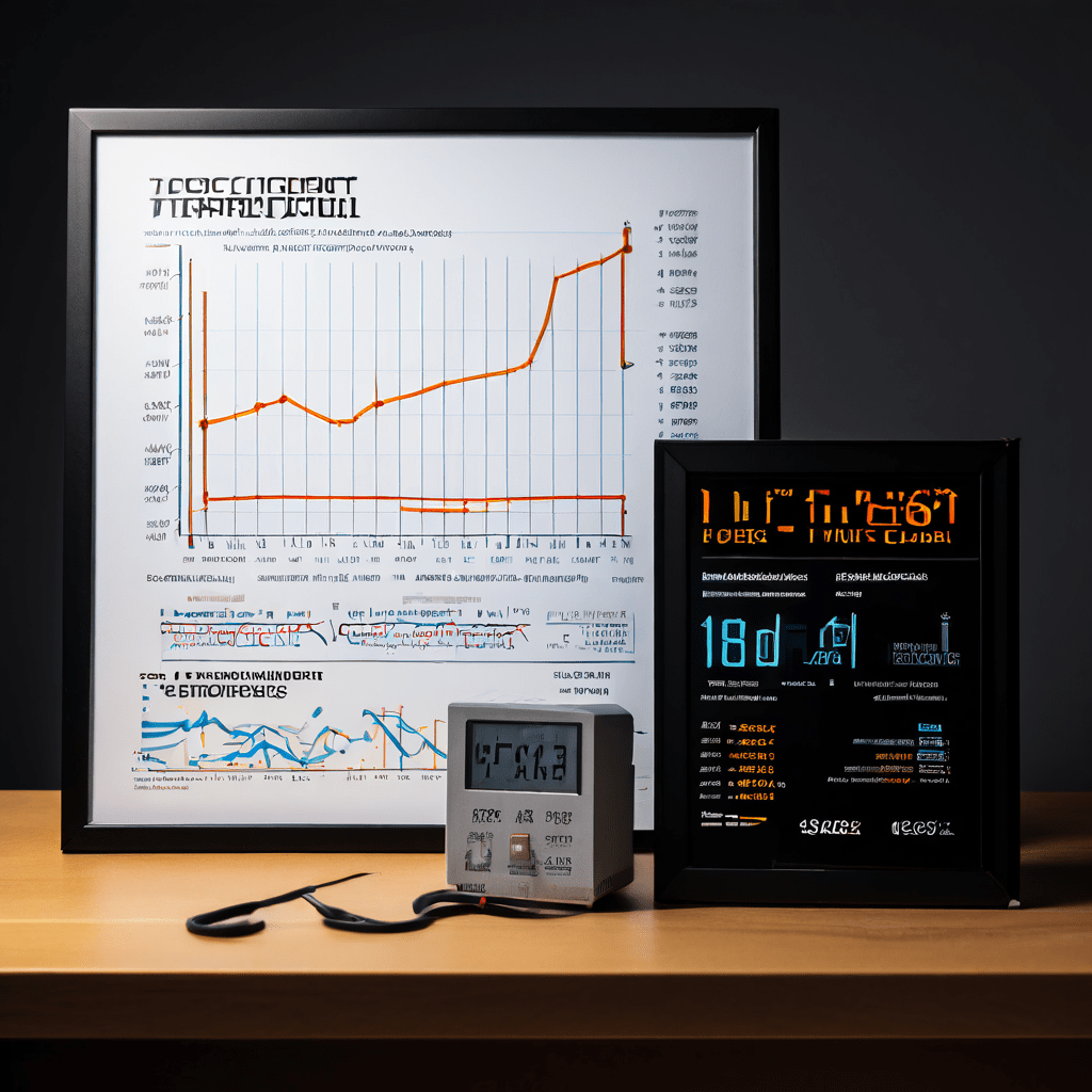 검정색 배경에 80 Plus 인증서와 효율 곡선 그래프, 오르는 전기 요금 고지서가 나란히 놓여 있습니다.